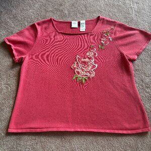 Emma James Pink Rose Tee Square Neck– Size XL (Vintage)
